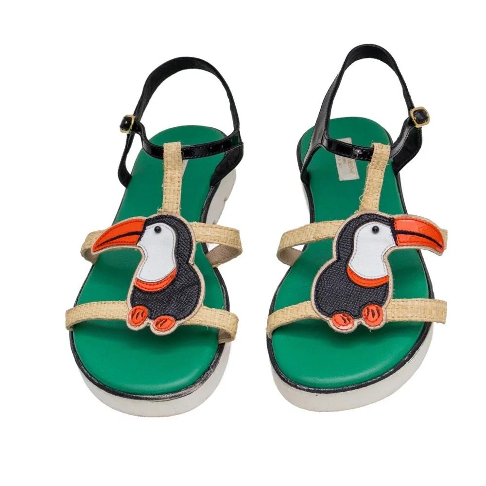 DOLCE & GABBANA BAMBINO SHOES TOUCAN SANDALS T-STRAP sz‎ EU 37 UK 4 23.5cm